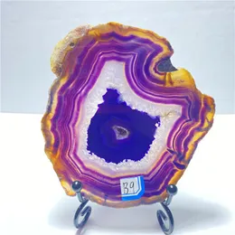 Dekorativa Objekt Figuriner Natural Crystal Agate Slab Geode Slice Mineral Energy Stone Healing Hem Dekoration Present