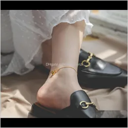 Anklets Jewelry Drop Delivery 2021 Simple Personality 18K Gold Small Lock Chain Femininity Sexy Forest Fashion Network Red Tide Kua2D