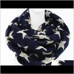 Wraps Hats, & Gloves Aessories Drop Delivery 2021 Women Fashion Navy Blue Stars Infinity Scarves Snood Loop For Ladies Jpthr