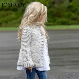 Baby Pullover Kleinkind Kinder Mädchen Outfit Kleidung Knopf Gestrickte Pullover Strickjacke Mantel Tops drop 211201