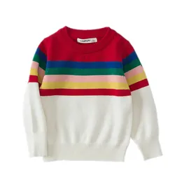 Z Długim Rękawem Rainbow Paski Knit Dzieci Sweter Niemowląt Baby Girl Pullover Toddler Boy Płaszcz Bawełna Odzież dziecięca 1-7y 210429