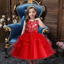 Children's Princess Dress Flower Girls Wedding Wieczór Odzież Dziewczyna Fluffy Dresses Kid Clohtes Koronki Spódnica Balowa Suknia