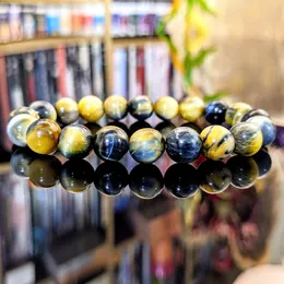 MG1164 High Quality 10 mm Genuine Flower Tiger Eye Bead Bracelet for Men Natural Superb Luster Excellent color Stone Bracelet