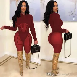 Women Hoodie Two Piece Pants Set 2022 Spring Sanding Sexy Long Sleeve Joggers Fashion Mesh Stitching Suits