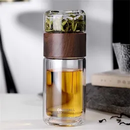 Glass Water Bottle Double Wall Tea Separation Mugs Creative Drinking Cup 380ML 220ML 200ML 220125