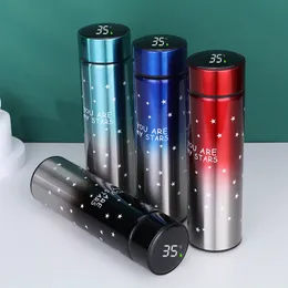 Creative Smart Water Butelka Inteligentna zmiana koloru Temperatura Pomiar Kubek Kawy 304 Prezent Flask Vacuum Stal Nierdzewna