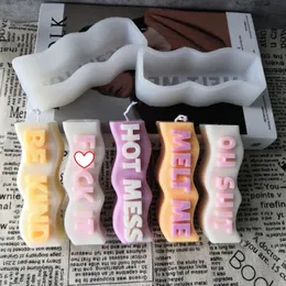 BT0068 Custom DIY Wave Shape Letter Creative Soap Mold Unique Rectangle Vulgar Language Word Candle Silicone Mould