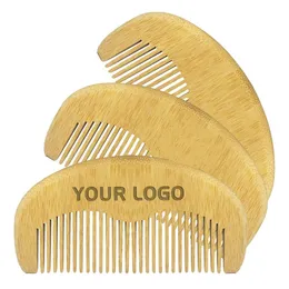 Saç Fırçası Tarak Özel Logo Çevre Dostu Bambu Kıllar / Sakal Tarak Anti Statik Taşınabilir Cep Doğal Erkekler Kadınlar için