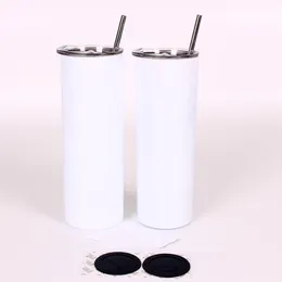 blanks 20oz sublimation straight tumblers DIY tapered skinny tumbler with lid straw slim cup rubber bottom mat by sea