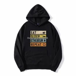 Mäns Hoodies Sweatshirts Sleep Eat Ethereum Cryptocurrency Crypto Blockchain Hoodie Present Unisex Män Hooded Fleece Sweatshirt Streetwear