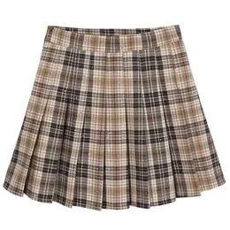 Summer Fashion Plaid Woman Mini Skirts Chic Bright Silk Designed Pleated Faldas Para Age-reducing Jupe Feminino 210514