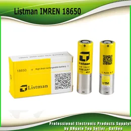 Orijinal ListMan IMR 18650 Pil 3000 mAh Orijinal 40A Lityum Pil Düz Üst Sarı 100% Authentica53