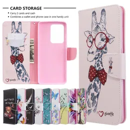Wallet Phone Cases for Samsung Galaxy S23 S22 S21 S20 Note20 Ultra Note10 Plus - Animals Plants Colorful Painting PU Leather Flip Kickstand Cover Case with Card Slots