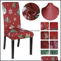 Sashes Textiles Home GardenspandexプリントER弾性ダイニングチェアスリッカーシートプロテクターストレッチ外縁クリスマスGIFS1ドロップデビュー