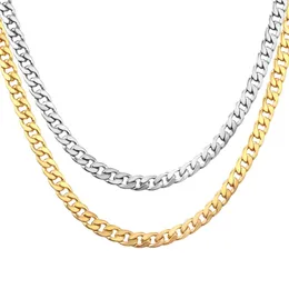 Złoty łańcuch naszyjnik dla mężczyzn kobiety 5 mm/7 mm Naszyjniki ze stali nierdzewnej Ustaw biżuterię z długim łańcuchem, tworząc części hurtowe