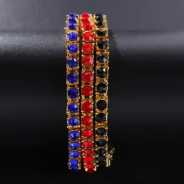 Iced Out Goldkettenarmband für Herrenmode Hip Hop Diamant-Tennisarmbänder Schmuck Einreihiges schwarzes Strassarmband