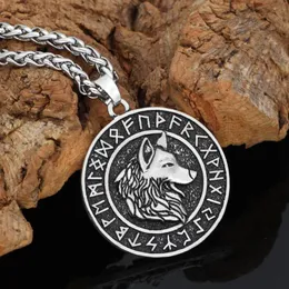 Pendant Necklaces Nordic Viking Odin Wolf Geri And Freki Rune Necklace Fashion Retro Men Norse Amulet Jewelry Accessories