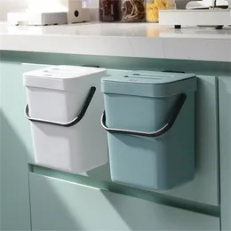 Lata de lixo multifuncional de suspensão para cozinha nórdica montada na parede do banheiro bin balde de vaso sanitário com tampa 211222