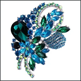 دبابيس ، Brouches Jewelry 2 PCS Womens Greencoffee Charm Flower Flower Rhinestone Brooch Pins Drop Drop