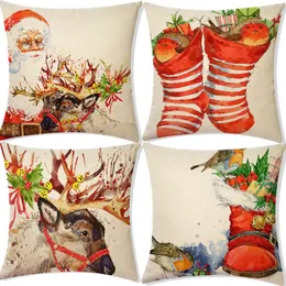 Christmas Pillow Case Pokrywy Dekoracje 18x18 Cal Elk Rzut Poduszki Pokrywa Xmas Skarpety Santa Claus Pościel Poduszki Dekoracyjne Do Kanapu Decor Home HH21-730