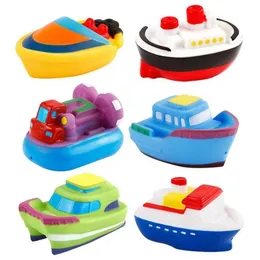 6pcs Cartoon Funny Baby Bath Toy Boat Toys Water Squirt Squeeze Spraying Beach room Swimming Pool For Kid 210712