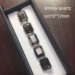 Tbj ,Natural smoky quartz oct10*12mm approx.5.5ct natural loose gemstone for silver jewelry mouting ,5pc in one lot H1015