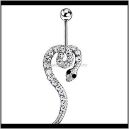 Bell Drop Delivery 2021 D0701 (1 färg) Klar färger Snake Style Belly Button Ring Navel Rings Body Piercing Smycken Dingle Accessories FA