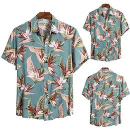 Partihandel Herrtröjor Män Hawaiian Camicias Casual Singel Breasted Wild Shirt Printed Short-Sleeve Blusar Toppar