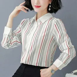 Fashion Woman Tops Striped Shirt Profession Female Top Plus Size Long-sleeved Blouse Women Square Collar Womens and Blouses 210604