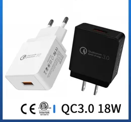 QC3.0 CE ETL認定9V 2A Fast Charger USB電源アダプタEU USプラグ壁充電モアブリ電話用