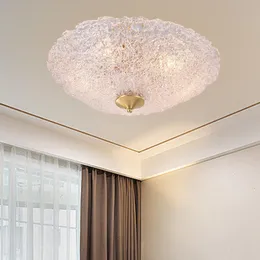 Art Fan Crystal simples Luz de luxo redondo lâmpada de teto All Copper Bed Room Vidro Vidro Luzes de jantar exclusivas