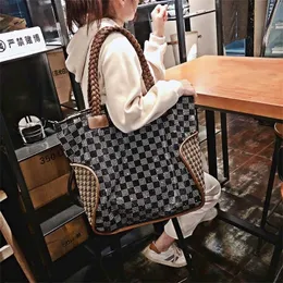 Kvällspåsar designer handväskor hög kvalitet tote bag stor kapacitet 40cm shopper plaid houndtoot shoulder bolso grande mujer