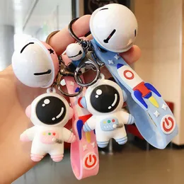 New Cartoon Silicone Couple Modeller Space Man Public Keychain Pendant Creative Cute School Bag Små hänggåva G1019