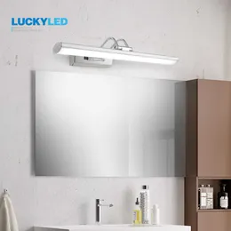 Luckyled LED 욕실 램프 12W 42cm AC90-260V 스테인레스 스틸 방수 Sconce 벽 조명기구 미러 빛 현대 벽 램프 210724
