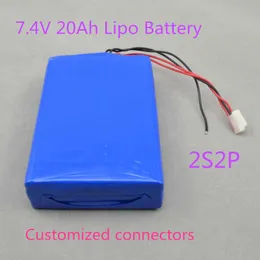 High Quality Control Rechargeable 7.4V 20Ah 2S2P li ion polymer battery pack with BMS protection for Robot RC toys GPS Tracker