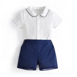 Clothing Sets Toddler Boys Spanish Clothes Set Summer Suit Cotton White Shirt And Shorts Boy Birthday Eid Bapstims Outfits