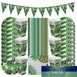 1 Set Sommer Party Turtle Blatt Einweg Geschirr Hawaiianer Tropic Green Banner Paper Platten Tassen Party Favors Factory Price Experten Design Qualität Neueste Stil