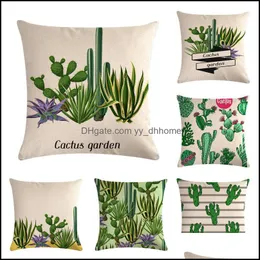 Poduszka / Dekoracyjna poduszka Home Textiles Garden Linen Er Cartoon Cactus Cotton Cushion Case Fotel Siedzenia Dekoracyjne Poszewki Dekoracyjne D