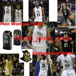 Custom UCF Knights NCAA Koszykówka Koszulki Koszulki Męskie Frank Bertz Jersey Darin Green Jr. Ryan Anders Collin Smith Bj Taylor Black Szyte