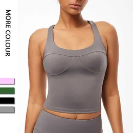 L-028 All in One Cup Yoga Outfits Women's Tank Top Sports Bra Women Underwears Padded Running Fitness Casual Exercise Vest Gym Clothes