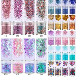 40 estilos 10ml / jar 3D Nail Art Lantejoulas Nailpolish Glitter Pó Composição Decorações Efeito Holográfico