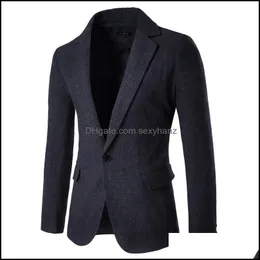 Mens Suits & Blazers Clothing Apparel Fashion Blazer Casual Jacket Arrival Warm Solid Color Cotton Men Clothes Classic Suit Top Coats Drop D