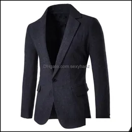 Męskie Garnitury Blazers Odzież Odzież Moda Blazer Casual Kurtka Przyjazd Ciepłe Solidne Kolor Bawełniany Mężczyźni Ubrania Klasyczny Kostium Top Płaszcze Drop D