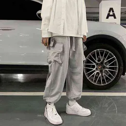 BXyichen original casual pants male Korean version of the trend of summer thin loose nine-point beam tooling pants tide brand H1223