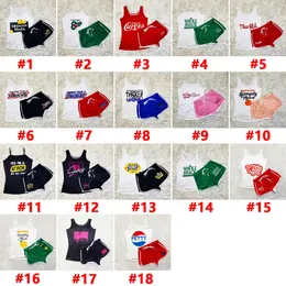 Women Tracksuits Two Pieces Set Deisgner Slim Sexy Letters Pattern Printed Sleeveless Suspender Vest Shorts Yoga Pants Outfits 18 Colours