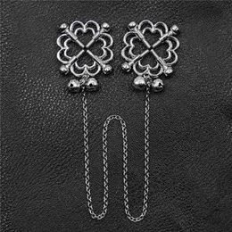 Yutong 1Pair Metal Bondage Nipple Clamps Chain Nipple Clips Labia Clamps Slave Bdsm Women Toys Adult Nature Games Breast Clover Clamps SM