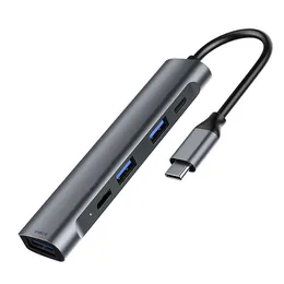 Hub USB 5 w 1 Adapter dokowania typu C dla komputera 3 USB Szybka ładowarka PD 60W Laptop PC Peryferyjne dostawy