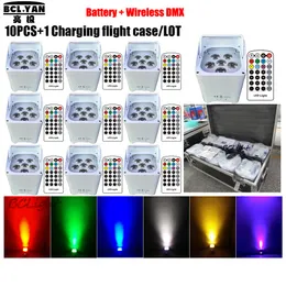 10xlot med Charging Road Case DJ Freedom Hex6 Stage Lights Wireless DMX LED PAR WASH UPLIGHT RGBWYP 6 I 1