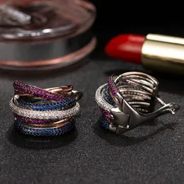 pozłacane stadniny kolczyk mody projektant biżuteria kobieta wykwintny prosty pełny diament pierścionek pani kolczyki prezent