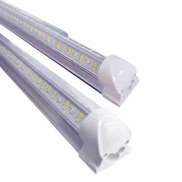 LED Shop Lights, 8FT Integrated T8 Fixture Tube Light, Cold White Clear Cover V Shape Tubes, High Output Lighting Garage Warehouse Workshop Basement 14400lm USALIGHT